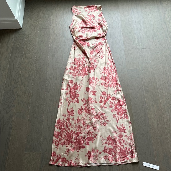 Reformation Anaiis Pink Floral Silk Maxi Dress Cameo Rose Print Size 10 - Picture 2 of 10